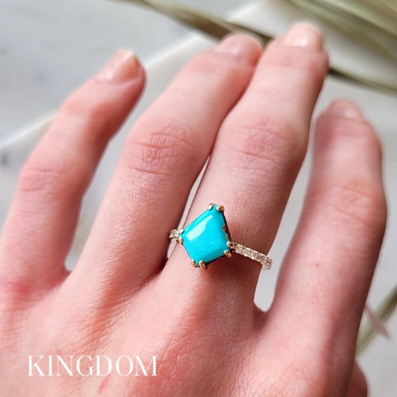 Turquoise Diamond Engagement Ring - Picture 3 of 3